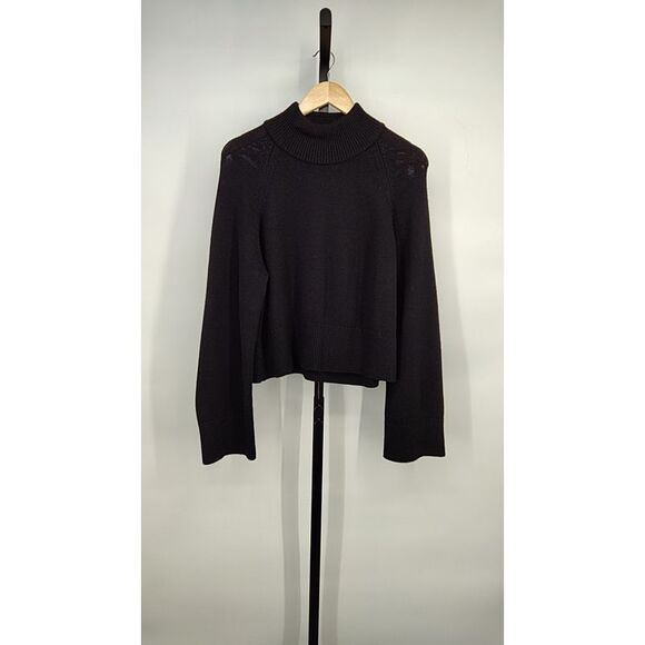 Quince Sweaters - Quince Women Australian Merino Wool Cropped Mock Neck Sweater Black M
